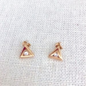Diamond earrings set in Solid 14kt Gold Triangles